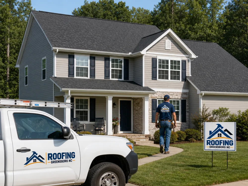 Finished asphalt shingle roof replacement on a two-story home with a straight ridge line, clean drip edge, and consistent shingle pattern